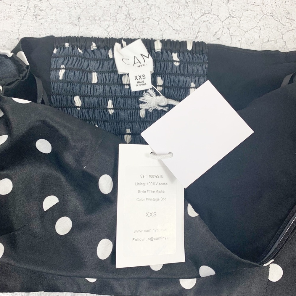NWT Cami nyc Misha cropped shoulder polka dot silk top XXS - Picture 5 of 9
